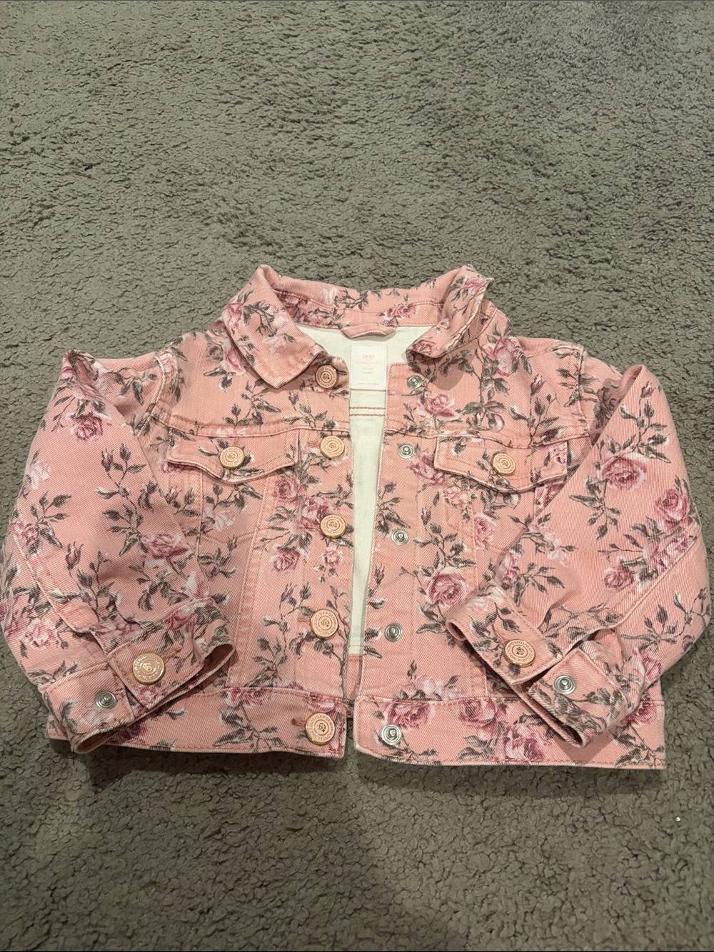 Gap X LoveShackFancy Pink Floral Denim Jacket